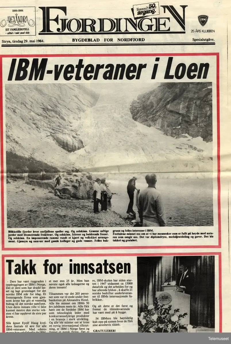 IBM - veteraner i Loen 1984 - 25 års klubb - avisutklipp