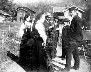 En samling bilder fra Telemark o. a. st. Bl. a. Seljord dyrsku, telemarksbåtene, mennesker, turistliv, Gråtenmoen ekserserplass, Dyrsku Dalen 1906 m. v.