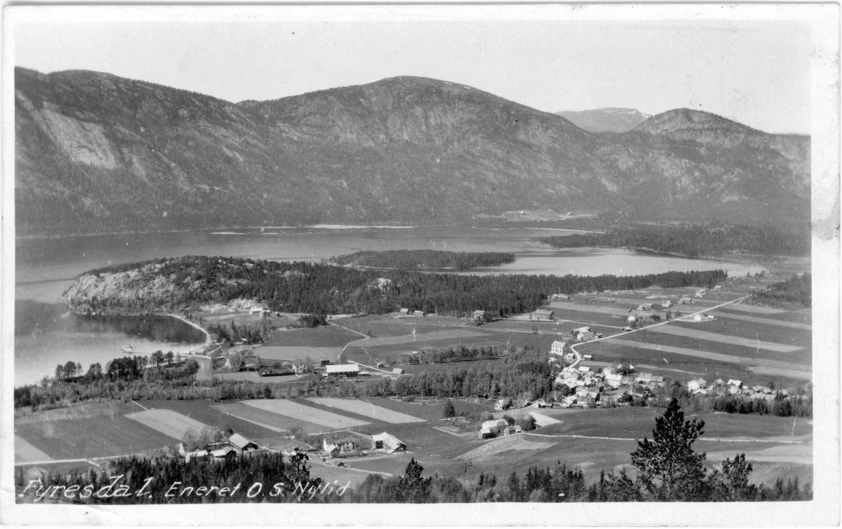 Postkortmotiv av Fyresdal fotografert av amatørfotograf Olav S. Nylid. Brukt 1923.

Påskrift: Fyresdal. Eneret O. S. Nylid.