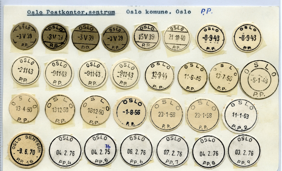 Stempelkatalog  Oslo, Oslo sentrum pakkeavdelingen, Oslo0