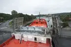 En resa med m/s Östanvik t o r  Lövholmen, Stockholm-Slite, Gotland 2011, fraktandes cement. En dokumentation av Arkivarie Eva Hult och fotograf Anneli Karlsson från Sjöhistoriska.