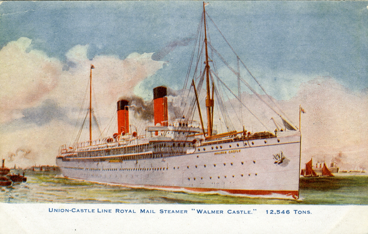 Union-Castle Line Royal Mail Steamer "Walmer Castle". 12.546 Tons