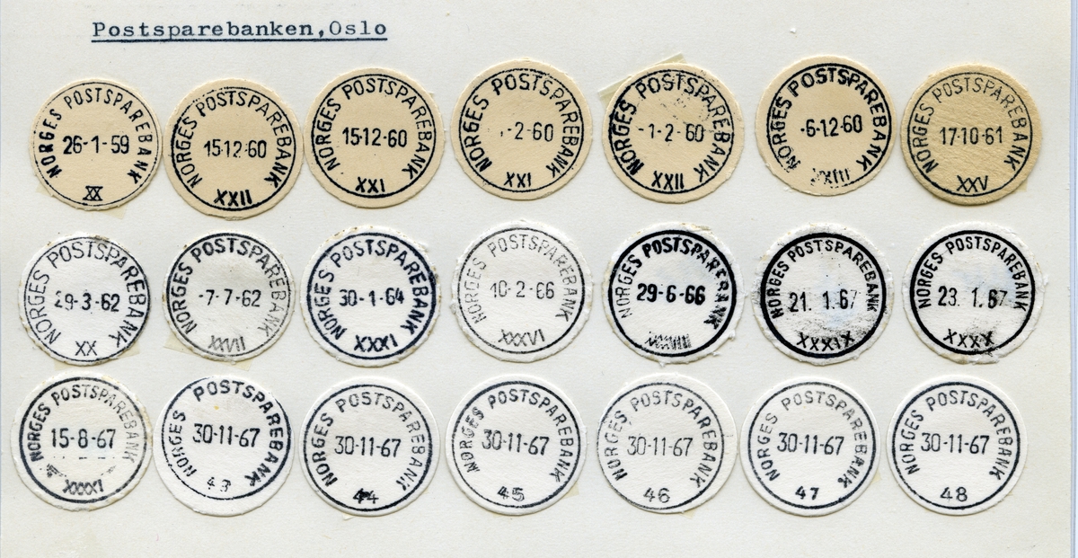 Stempelkatalog Oslo, Postsparebanken, Postbanken, Oslo.