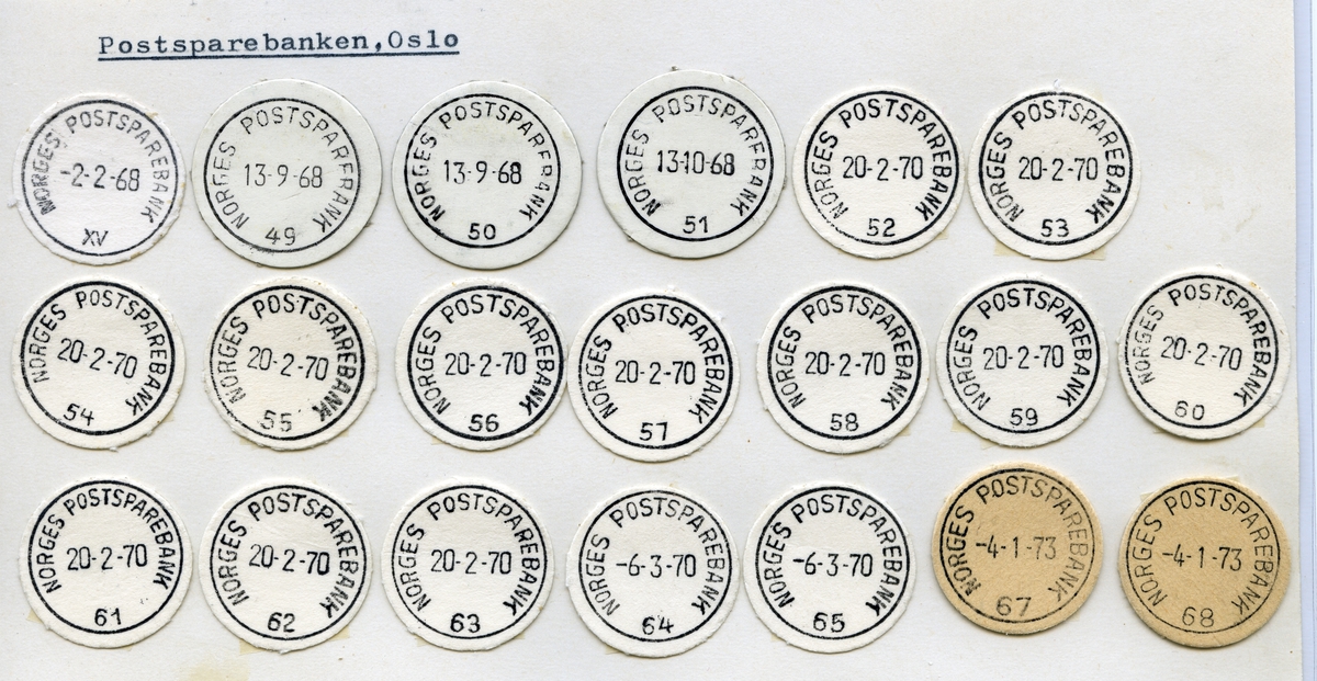 Stempelkatalog Oslo, Postsparebanken, Postbanken, Oslo.