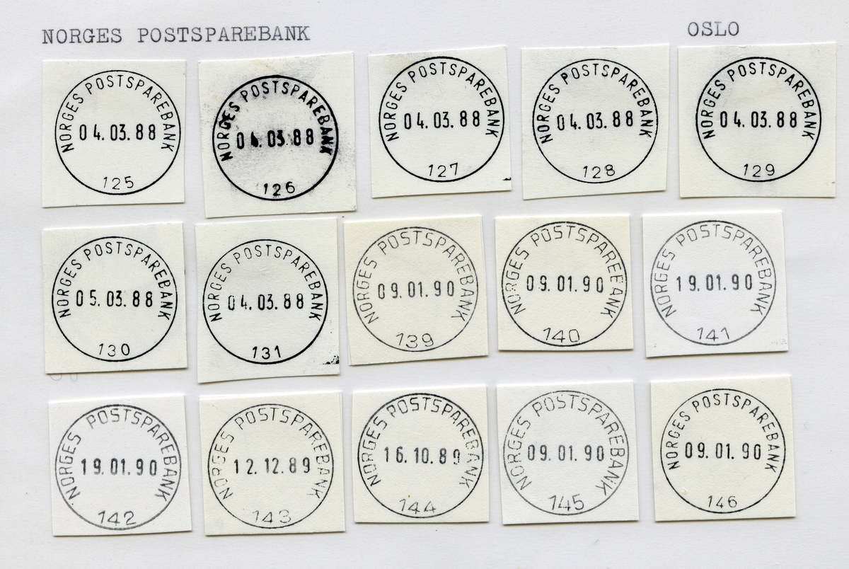Stempelkatalog Oslo, Postsparebanken, Postbanken, Oslo.