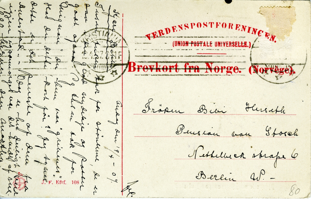 Bjørnson, veranda, hund, brevkort,
