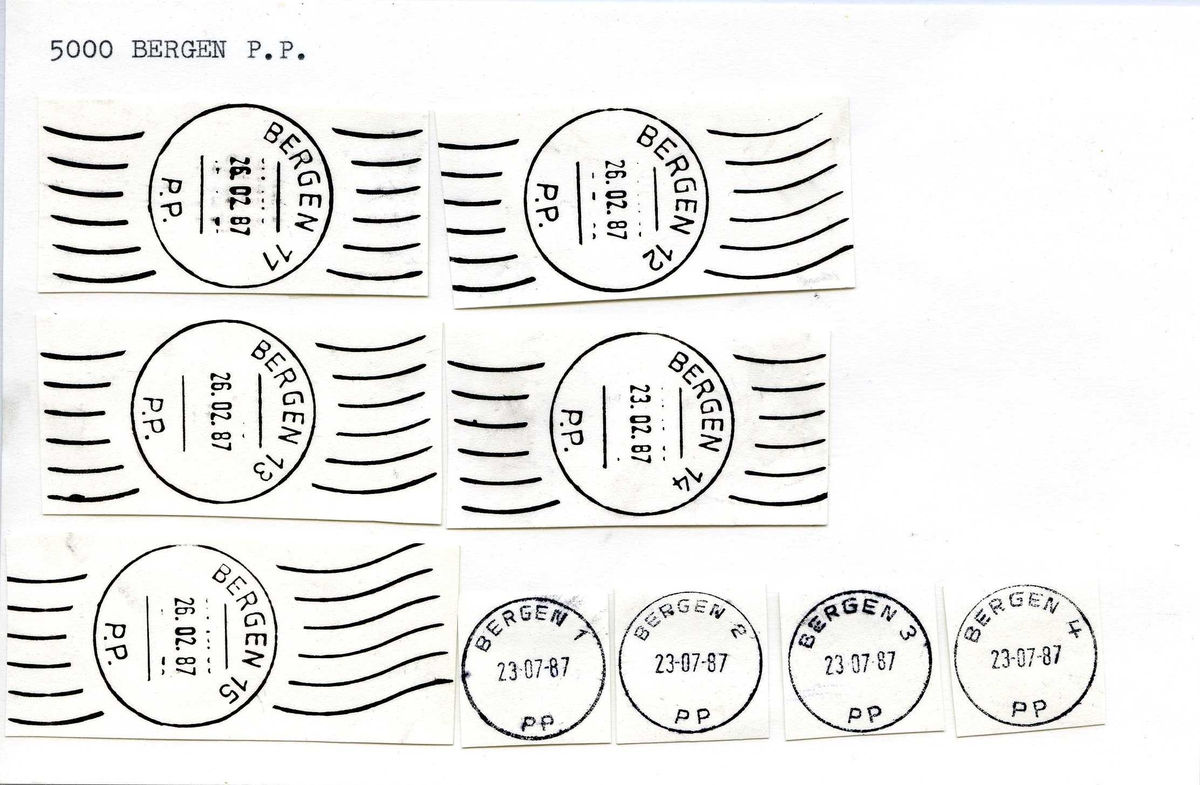 Stempelkatalog, Bergen postkontor. Pakkepost. Bergen kommune. Hordaland fylke. 