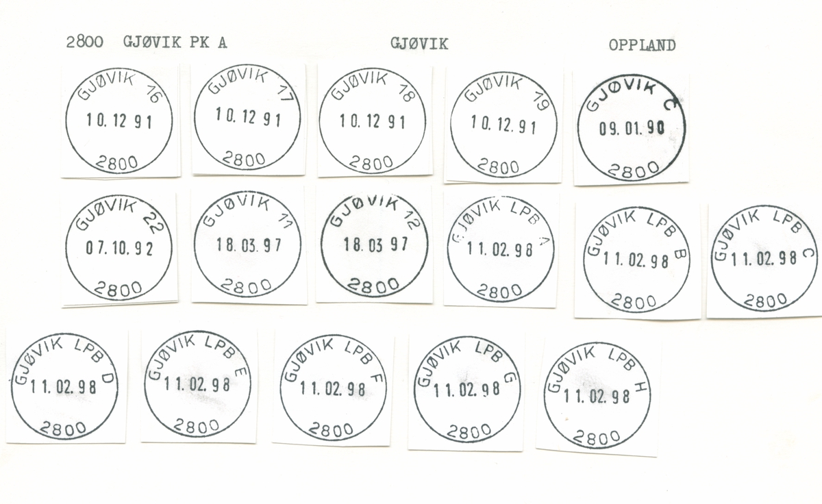 Stempelkatalog 2800 Gjøvik (Vardal, Gjøvig), Oppland