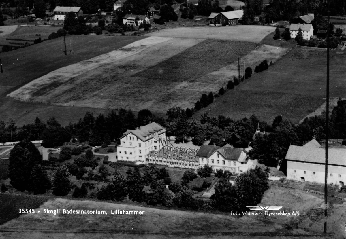 Flyfoto, Lillehammer, Søre Ål, Skogli Sanatorium, tegnet påbygg,