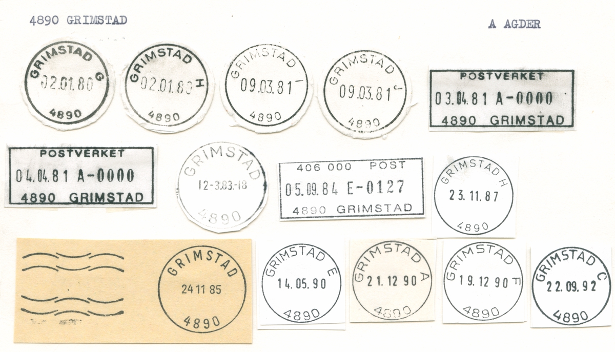 Stempelkatalog 4890 Grimstad, Aust-Agder