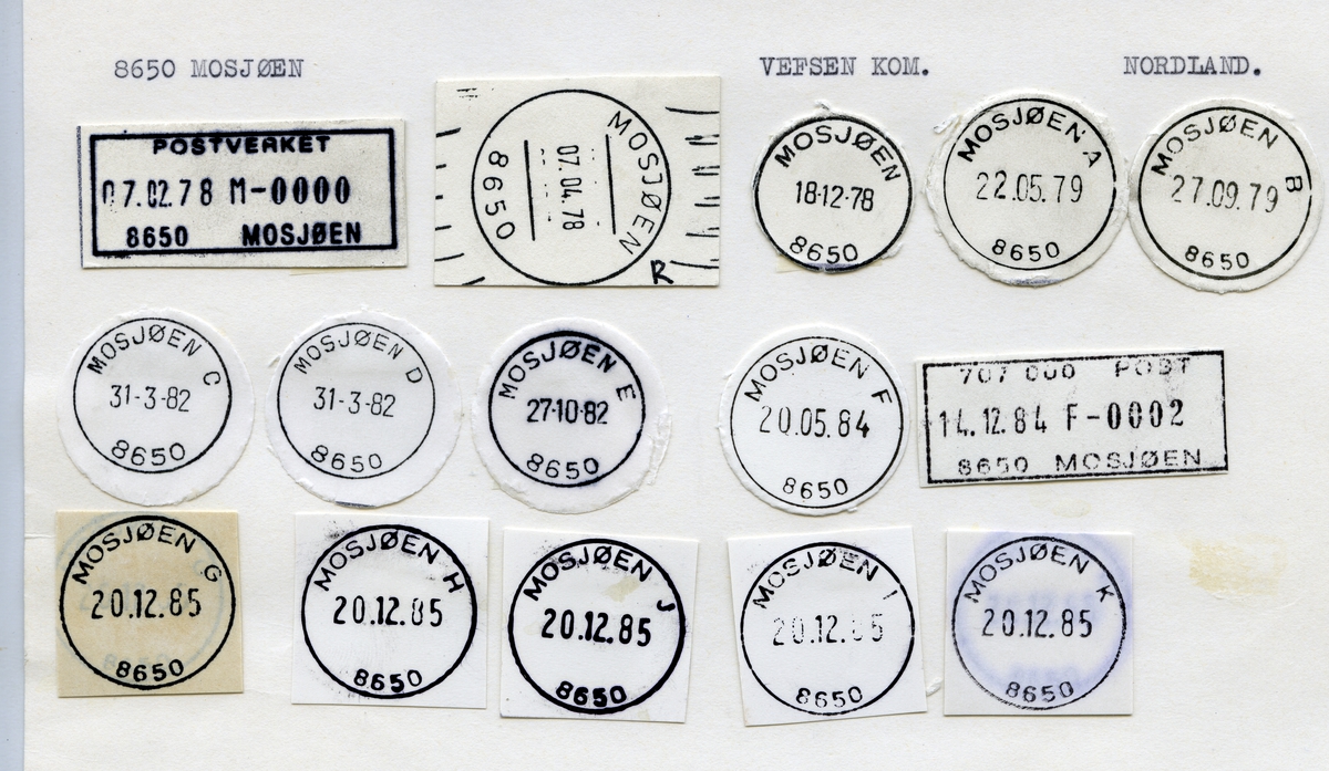 Stempelkatalog  8650 Mosjøen, Vefsn kommune, Nordland
(Vefsn)