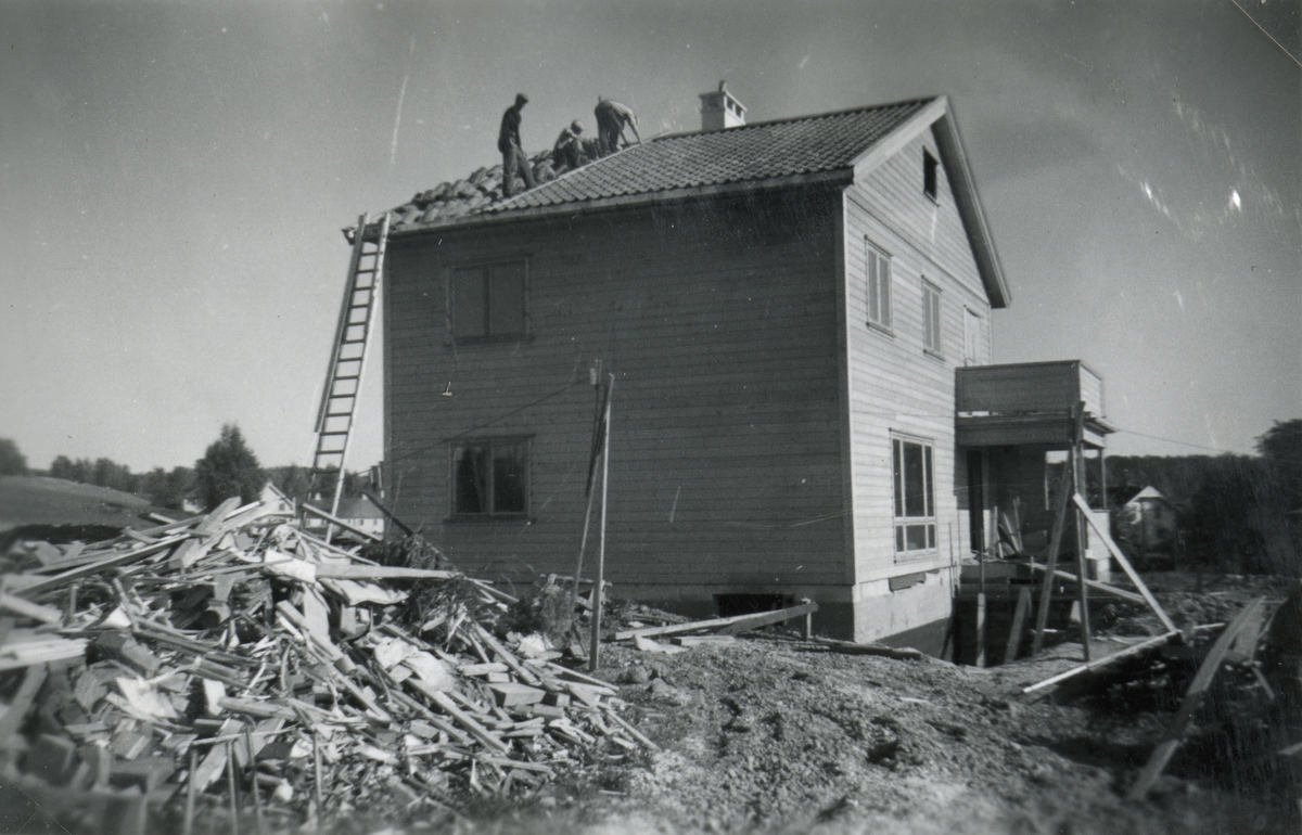 Husbygging i Sundet tidlig på 1950-tallet.