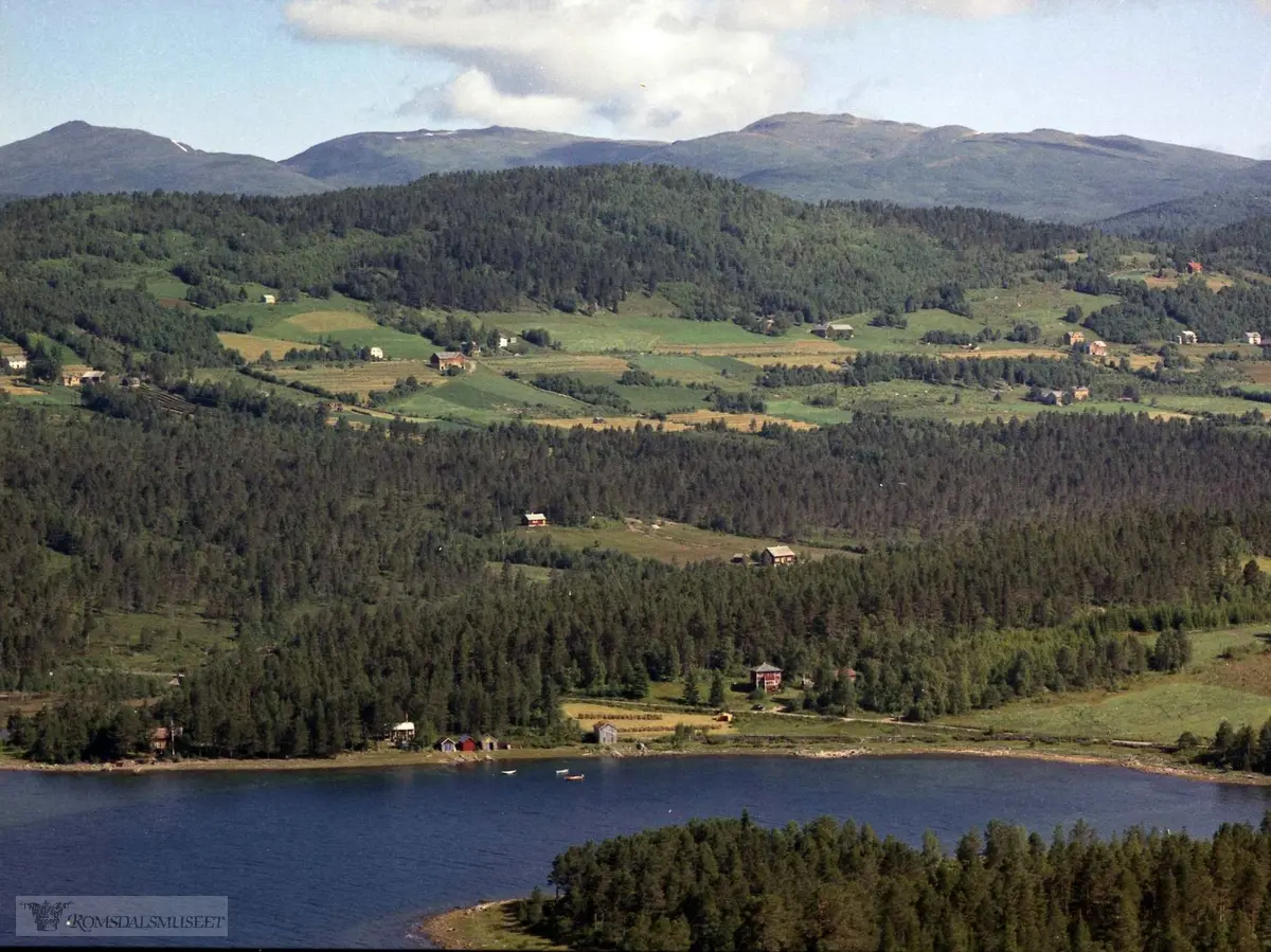 Holstbøvågen (Oltervågen) med gårdene Skaldebø, Løkken, Bratset, Øverli, Nerli i bakgrunnen.