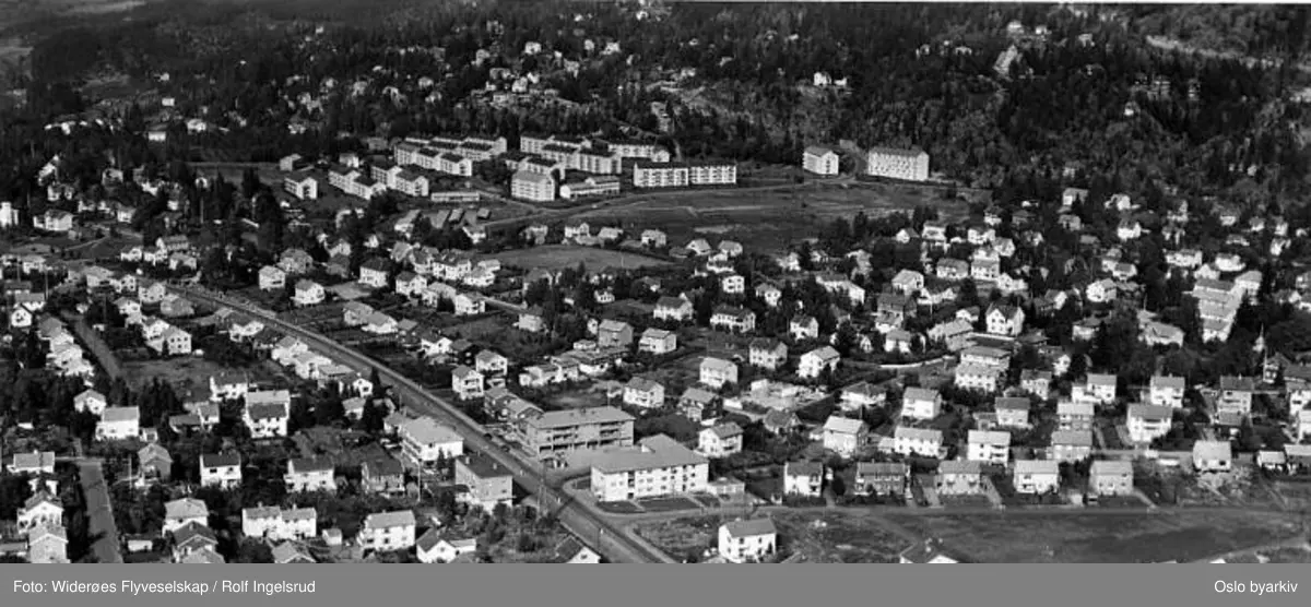 Kjelsås, Kjelsåsveien, Grefsenveien, Myrerveien, Nordstjerneveien, Kurveien (Flyfoto)