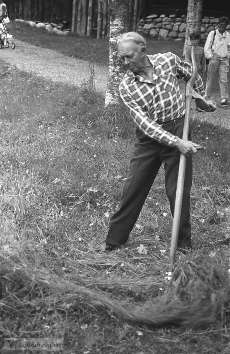 Olsok på Romsdalsmuseet 1986..Slåttonn på Romsdalsmuseet..(aktører fra Aukra bondekvinnelag)