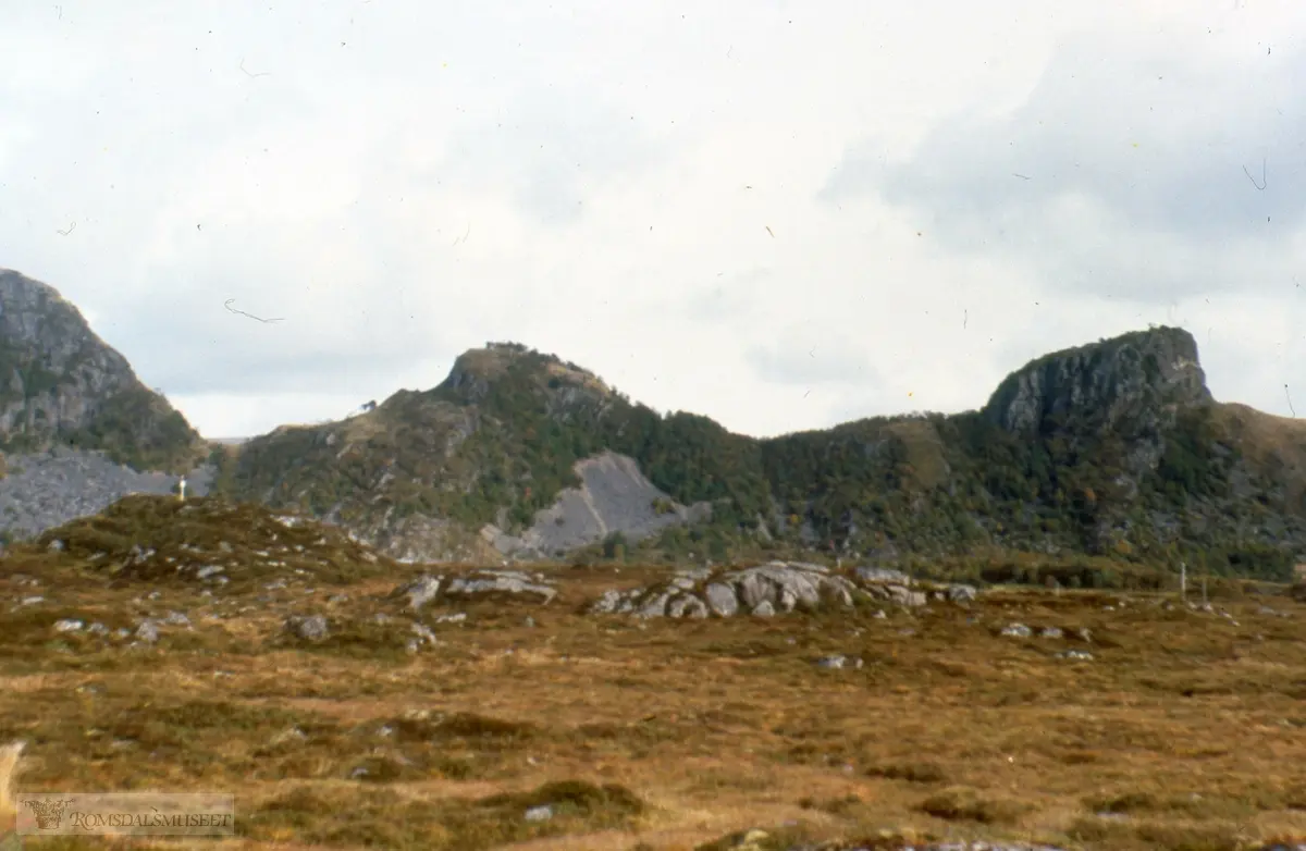 Aslaksteinen sett fra Male..Grav?, Risberget.(se dias) ..(Esken er merket "Drågen Geitneset 1963, Bolsøya 1964, Hustad 1964, Bud 1964")