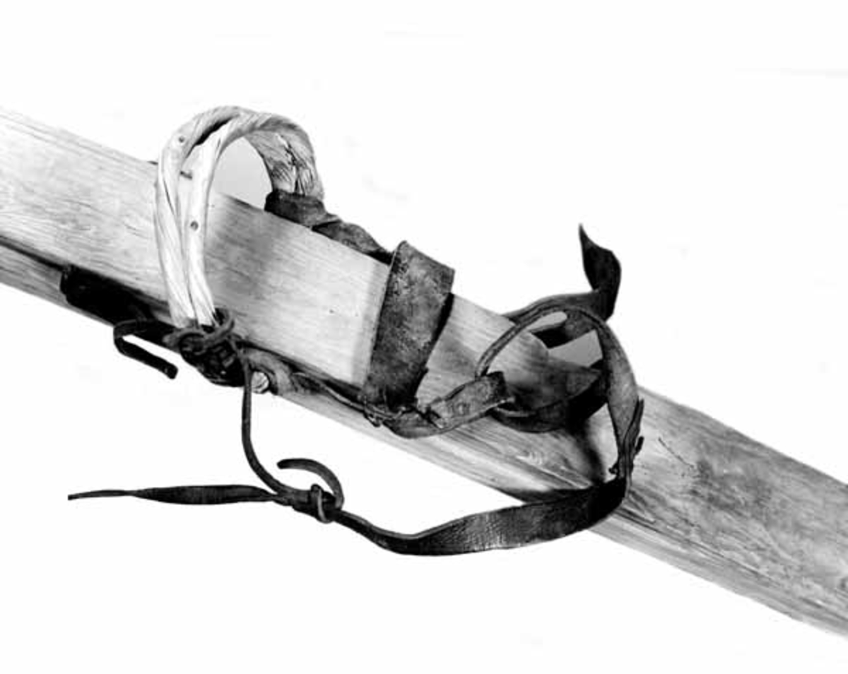 Skipar - såkalt langski og andor - fra Trysil i Hedmark. Her, og i Østerdalen, skal det ha vært vanlig å gå med to ulike ski. Langskia, som gjerne hadde ei styrerand på undersida var ei gliski, mens andoren, som var kortere og hadde en skinnlapp under den midtre delen av sålen, skulle gi feste i motbakkene og godt fraspark. Ettersom de fleste i motoriske sammenhenger har høyrepreferanse, var det vanlig å montere andoren på høyre fot og langskia på venstre. Dette gav skilperne et litt haltende ganglag.

Her er andoren 199,6 centimeter lang, men opprinnelig har den nok vært en aning lengre, for «bretten» - det oppoverbuete partiet framover mot det som opprinnelig var skituppen, er knekt. Denne skaden har anatakelig oppstått fordi emnet, som skulle ha en naturlig krumning, ikke har vært krumt nok. Dermed har det oppstått en sprekk som følger fibrene i treet, og som har ført til at tuppen har falt av og er borte. Sett ovenfra er andoren en aning konveks i lengderetningen. Treet i den midtre delen er om lag 6,1 centimeter bredt. I den fremre enden er bredden cirka 5,6 centimeter, i den bakre enden smalner skia mot 3,5 centimeter. Såleflata er en aning konvekst buet og har ingen form for styrerand. Tjukkelsen er størst på midten - cirka 3,5 centimeter. I den fremreenden, der bretten starter er tjukkelsen cirka 1,4 centimeter, men den manglende tuppen kan ha vært noe tjukkere. I den bakre enden er tjukkelsen bare 7 millimeter. Oversida av den midtre delen av skia er 5,4 centimeter bred, altså cirka 7 millimeter smalere enn sålen. Her framstår overskia som en 22,5 millimeter høy avsats oppå ei noe bredere såle. Denne forhøyningen avsluttes med to skrå snitt der bretten starter. Den nevnte bretten har en sprekkskade som er forsøkt reparert med to små spikere. Under den midtre delen av skia er det en cirka 3,5 millimeter djup nedfelling på sålen, der det er festet en cirka 52 centimeter lang skinnbit, antakelig av leggskinn fra elg. Denne skinnbiten har bakovervendt pels, som i betydelig utstrekning er vekkslitt. Den er festet ved hjelp av små spikere, men treplugger i sålen kan tyde på at et tidligere skinn kan ha vært festet på en annen  måte. Omtrent ved andorens balansepunkt i lengderetningen er det boret og skåret ei om lag 5 centimeter lang og 8 millimeter bred spalte på tvers av skias lengderetning, like over sålen. Her er det innstukket ei vidjespenning, som ble brukt som tåband, og ei lærreim, som, ble brukt som hælband. Den delen av overskia som skiløperens skosåle skulle ligge an mot er betrukket med ei 39 centimeter lang neverremse, som er festet med små spikere i ytterendene. Tåband av vidje, og det er lagt never på skia der foten var plassert. Andoren er lagd av tettvokst bartrevirke, antakelig seinvokst furu.

Langskia er også lagd av steinvokst furu med tett vedstruktur. Den er 270 centimeter lang. Langskia er om lag 6,5 centimeter bred fra bretten og et stykke bakover, forbi bindingsstedet, men smalner noe videre bakover, til cirka 6,0 centimeter ved overgangen til den avrundete bakre enden. Skia er tjukkest på midten, drøyt 3,2 centimeter. Her framstår overskia som en avsats oppå såledelen. Langs den forholdsvis plane sålens midtakse i lengderetningen er det høvlet ei 1,5 centimeter lang ele (rand) som antakelig skulle stabilisere skliretningen. Ela er om lag 2,5 millimeter djup under den midtre delen av skia, men den blir stadig grunnere, både framover mot bretten og bakover. Langskia har «spenn» - det vil si at den er konkav i lengderetningen. Når den legges på et golv er klaringa mellom midtpartiet og underlaget om lag 5 centimeter. I det nevnte midtpartiet - cirka 2-6,5 centimeter bak skias balansepunkt - er det boret og skåret ei cirka 9 millimeter bred spalte, der det er festet ei todelt videjespenning, som har fungert som tåband, samt ei lærreim, som har gitt muligheter for fastbinding så vel rundt skohælen som over vrista til skiløperen. Den fremre delen av bretten er konkav når den betraktes ovenfra, og sjølve skituppen er av den typen som i litteraturen kalles «spydspiss». Bretten og tuppen er tjæreimpregnert. Bretten later for øvrig til å være knekt, men reparert. På den bakre delen av langskia er det et kvisthull.