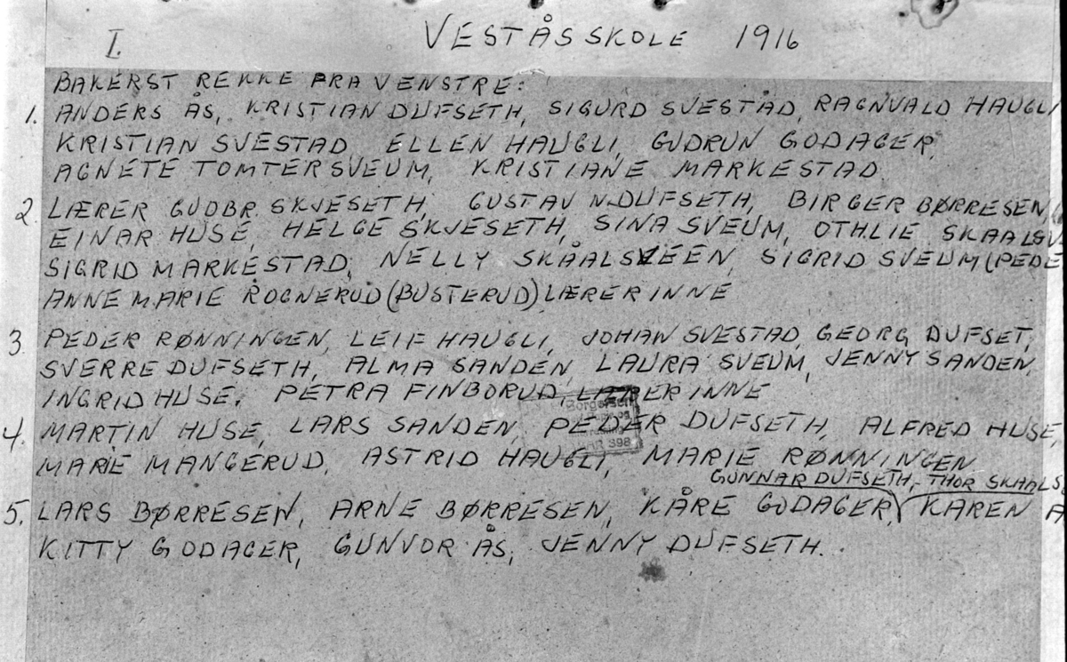 GRUPPE: 46, SKOLEELEVER, VESTÅS SKOLE