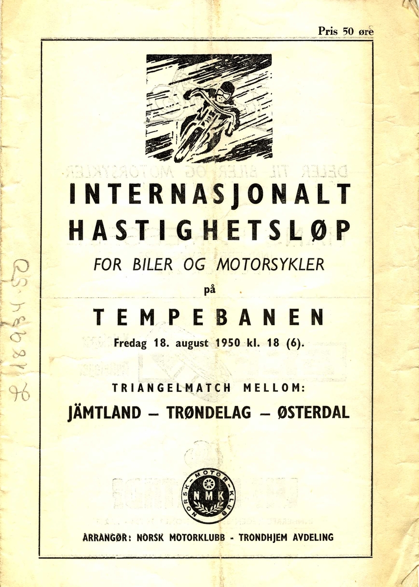 Program for Internasjonalt Hastighetsløp for biler og motorsykler på Tempebanen
