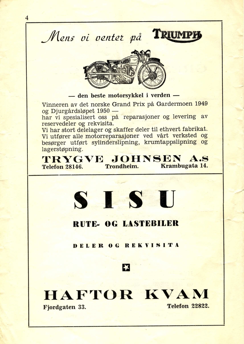 Program for Internasjonalt Hastighetsløp for biler og motorsykler på Tempebanen