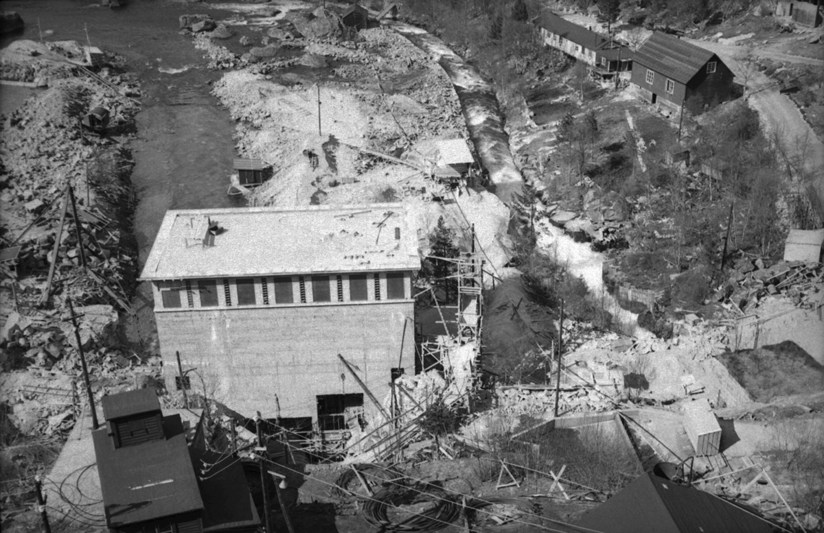 Bygginga av Skjeggedal kraftstasjon i 1938.