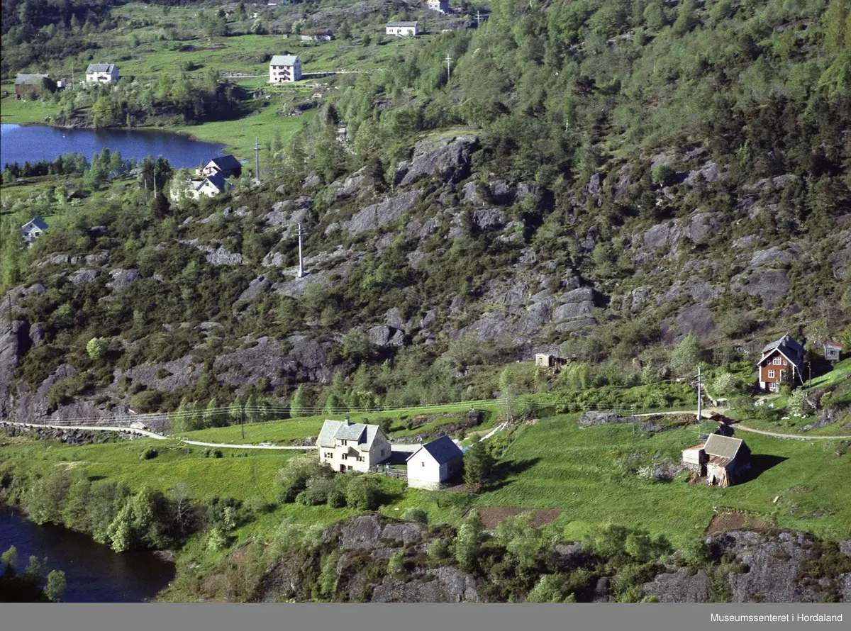 Gardar og hus ved sjøen