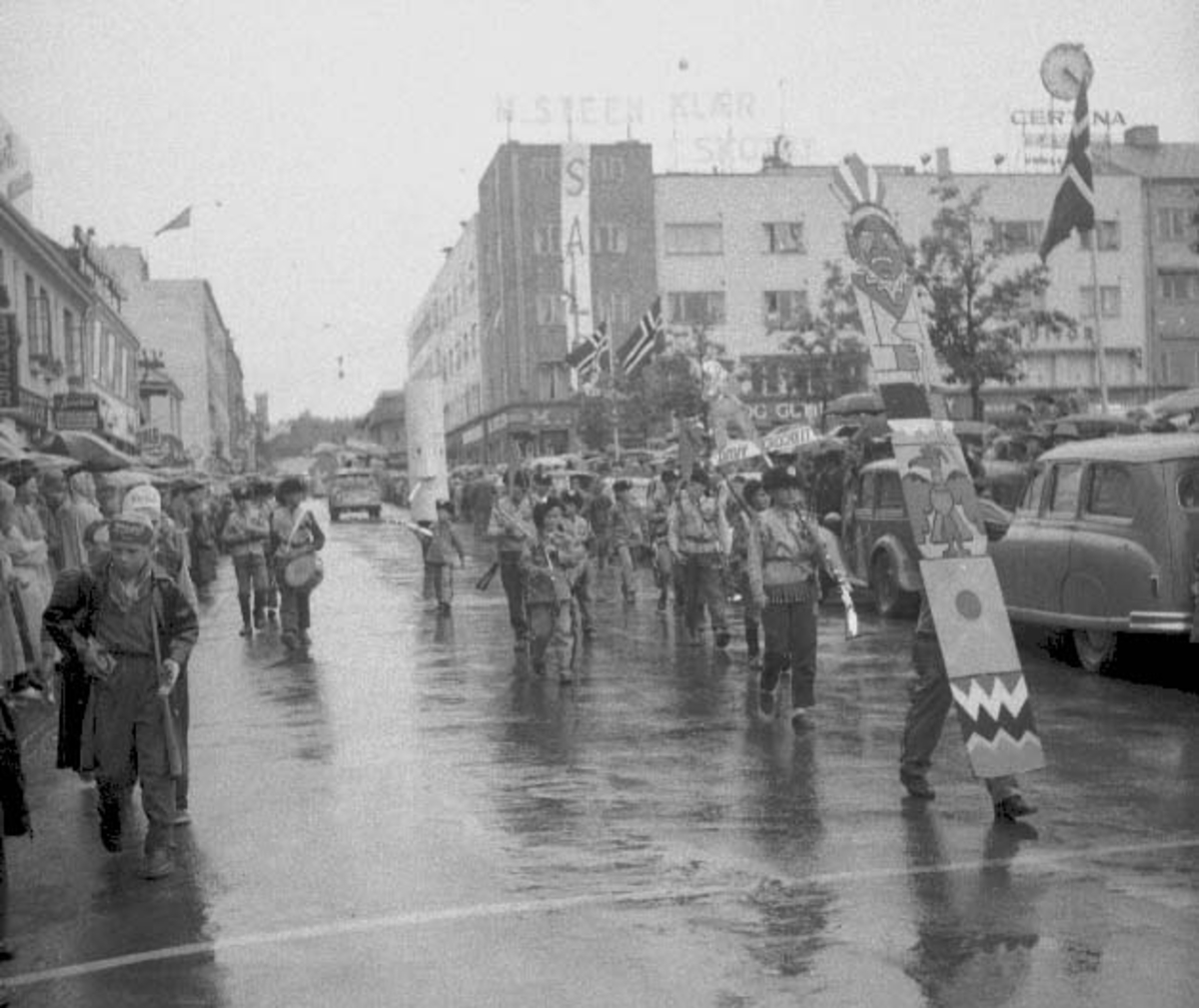 Hamardagen 1956, opptog, Torggata, speidere,