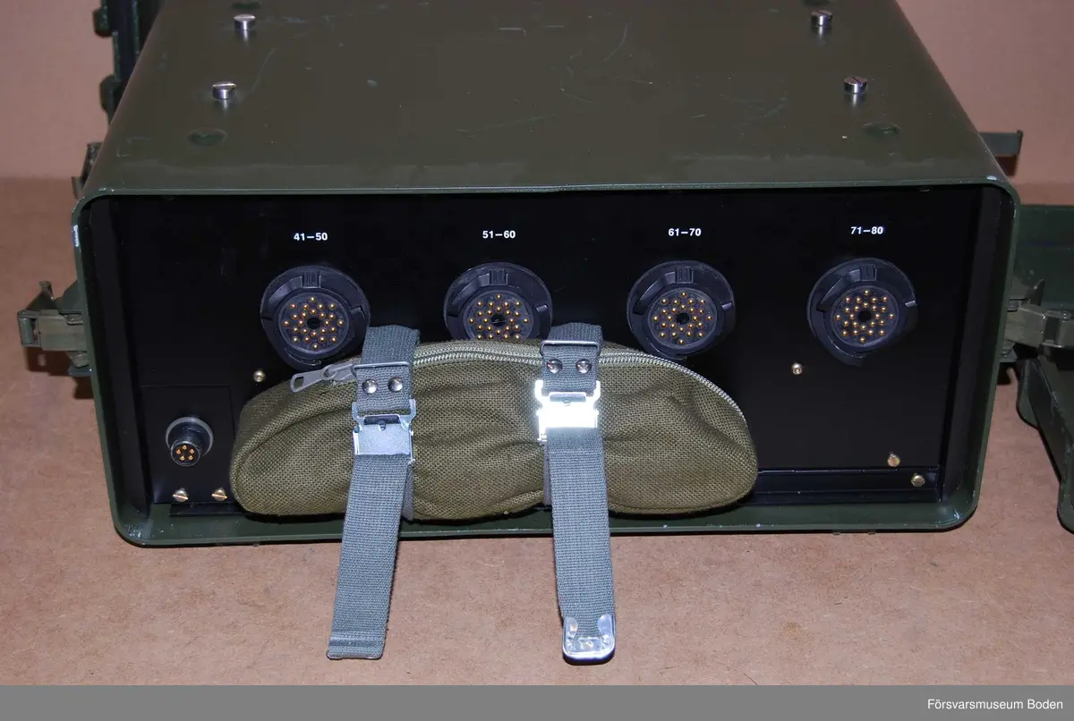 Med lock på fram- och baksida. Kopplingsnören medföljer i fodral som är fastsatt med remmar på baksidan.