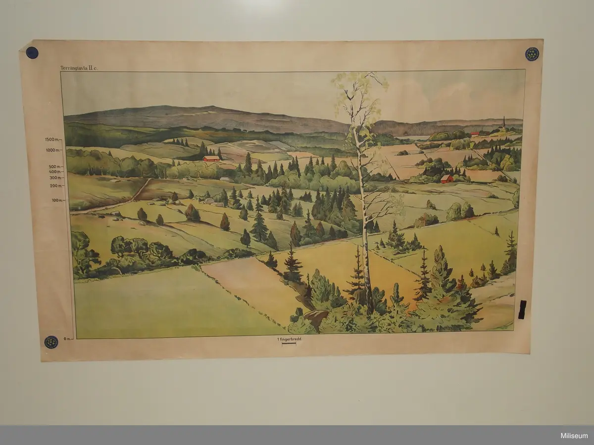 Plansch för målangivning, färg.
Terrängtavla II a och II c
Delar, 2 stycken planscher i samma serie och en avig.
