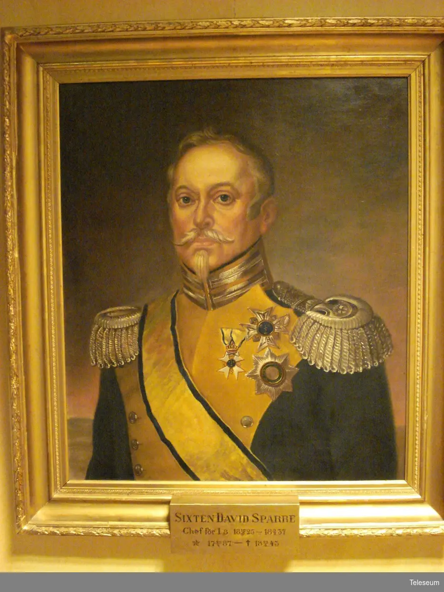 Olja på duk, förgylld ram. Porträtt föreställande Sixten David Sparre. Chef I8 1825-1837.