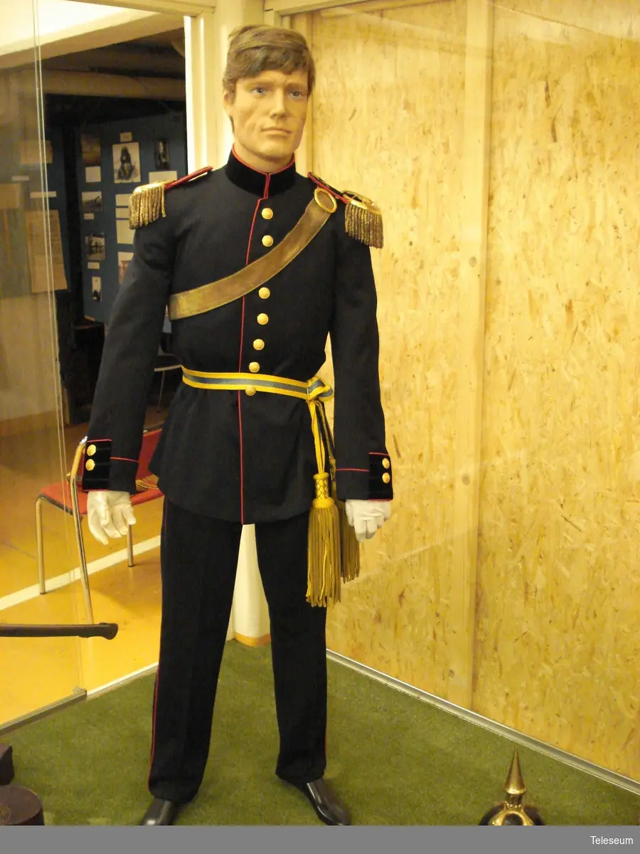 Paraduniform för fältläkare, överste, består av:
Vapenrock m/1866
Epåletter m/1876
Byxor m/1866
Kartuschlåda m/1887 och kartuschrem m/1881
Paradskärp m/1819-1829