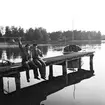 Fallskärmsjägarskolan i Karlsborg 1956.På båtbryggan.