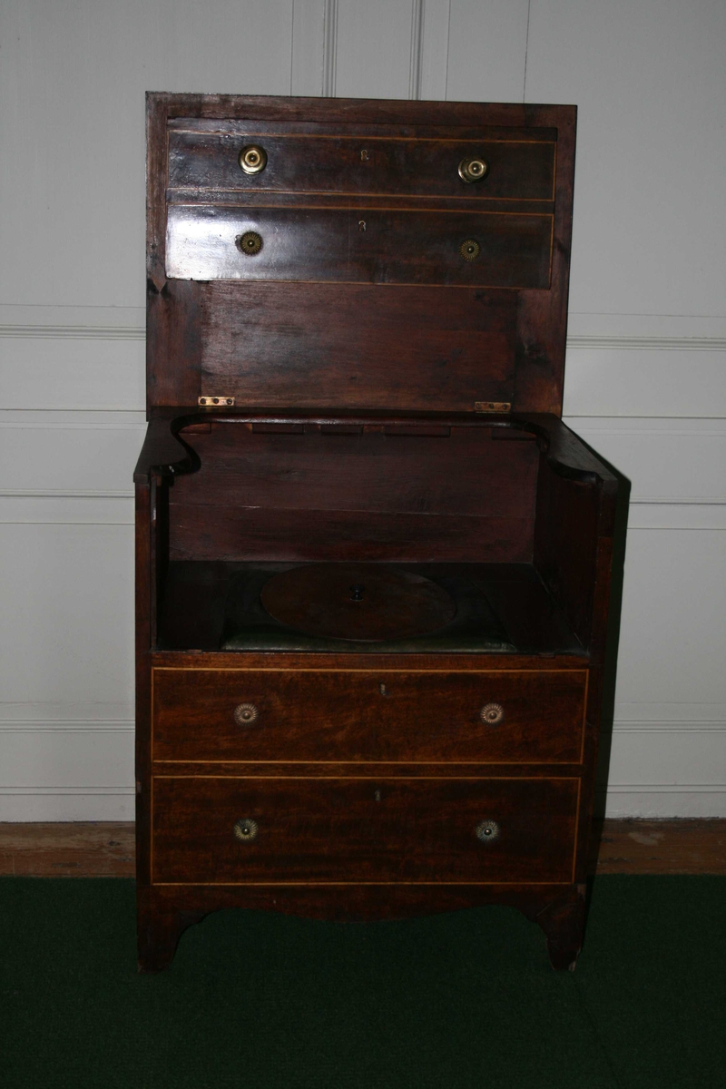 Potte som er kamuflert som en kommode. Topplata kan åpnes.