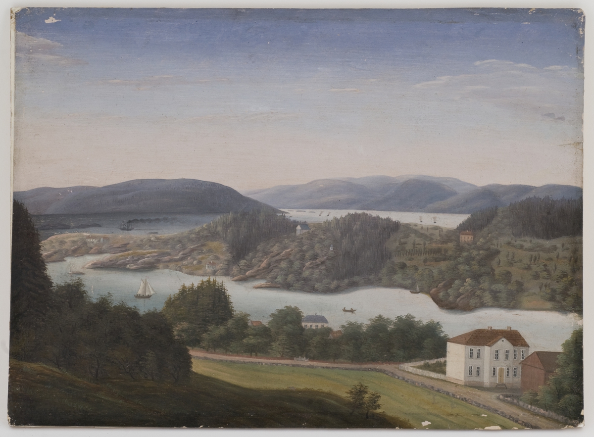 Bylandskap. Utsikt mot Schafteløkken, Frognerkilen og Bygdøy i Oslo.