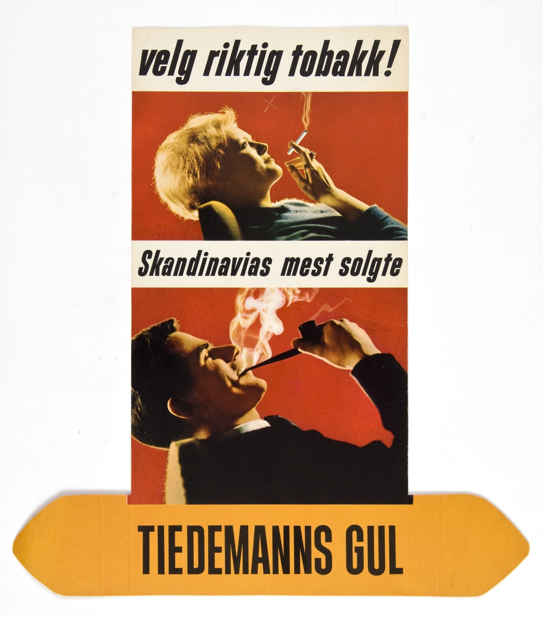 Reklameskilt for Tiedemanns Gul tobakk.