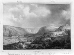 Tistedalen, Berg, Halden, Østfold. Fotografi av litografi et