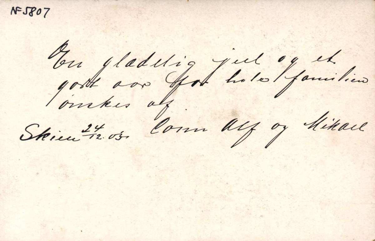 Postkort. Jule- og nyttårshilsen. Midnattssol på Nordkapp. Motivet signert av Frants Bøe 1891. Datert 24.12.1903. (Utgitt 1891?).