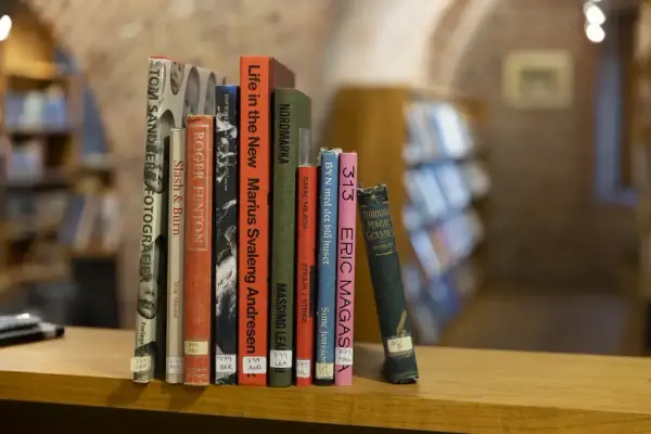 Bøker står ved siden av hverandre inne på et bibliotek