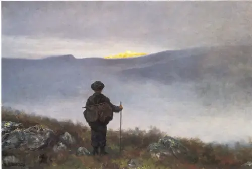 Langt, langt borte såg han noget lyse og glitre.