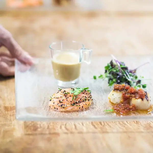 Forrett som serveres på Sæterhytten ved Bygdø Kongsgård. 