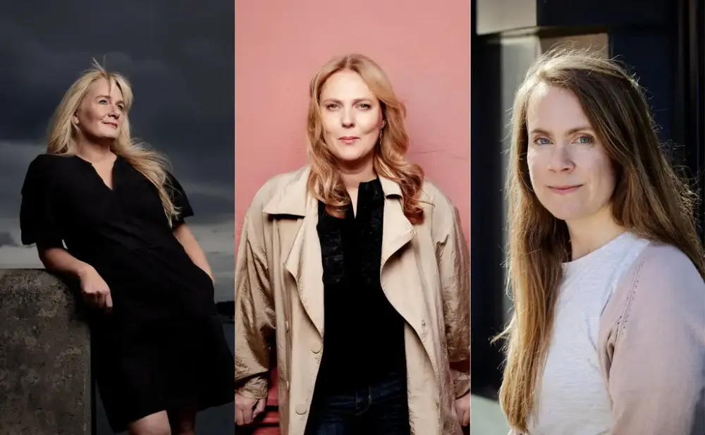 Collage av tre forfattarportrett