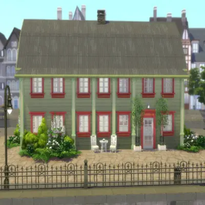 En bild från spelet sims där någon har byggt Wulkanska huset som finns på friluftsmuseet. 