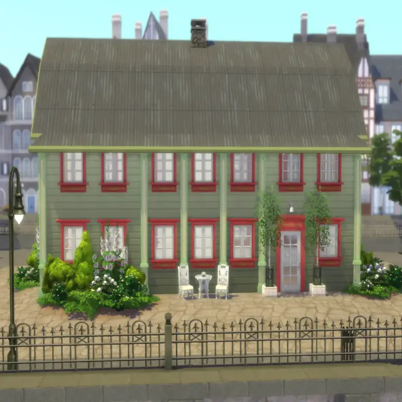 En bild från spelet sims där någon har byggt Wulkanska huset som finns på friluftsmuseet. 