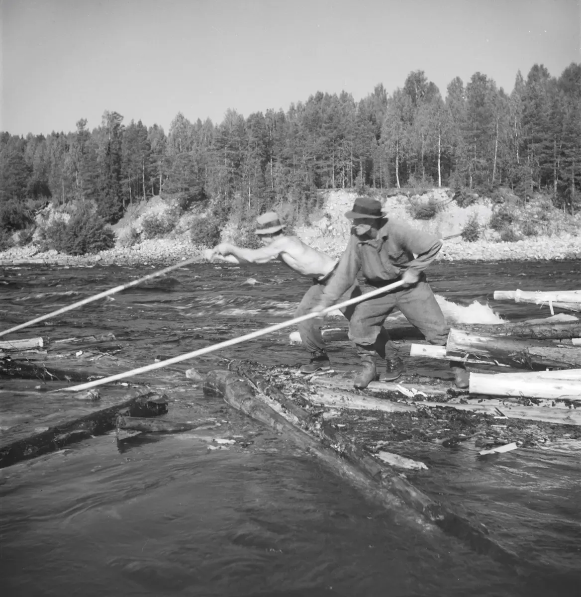 Flottning i Sollefteå, fotograf Viktor Lundgren, 1937