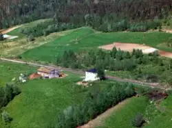 Flyfoto over Målselv kommune. Bebyggelse i Maukdal