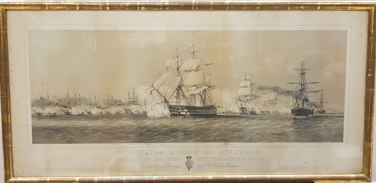 "The Naval review at Spithead. Her Majesty the Queen reviewing the Fleet in action". Published Nov 1st 1853  by Ackermann & Co, London.