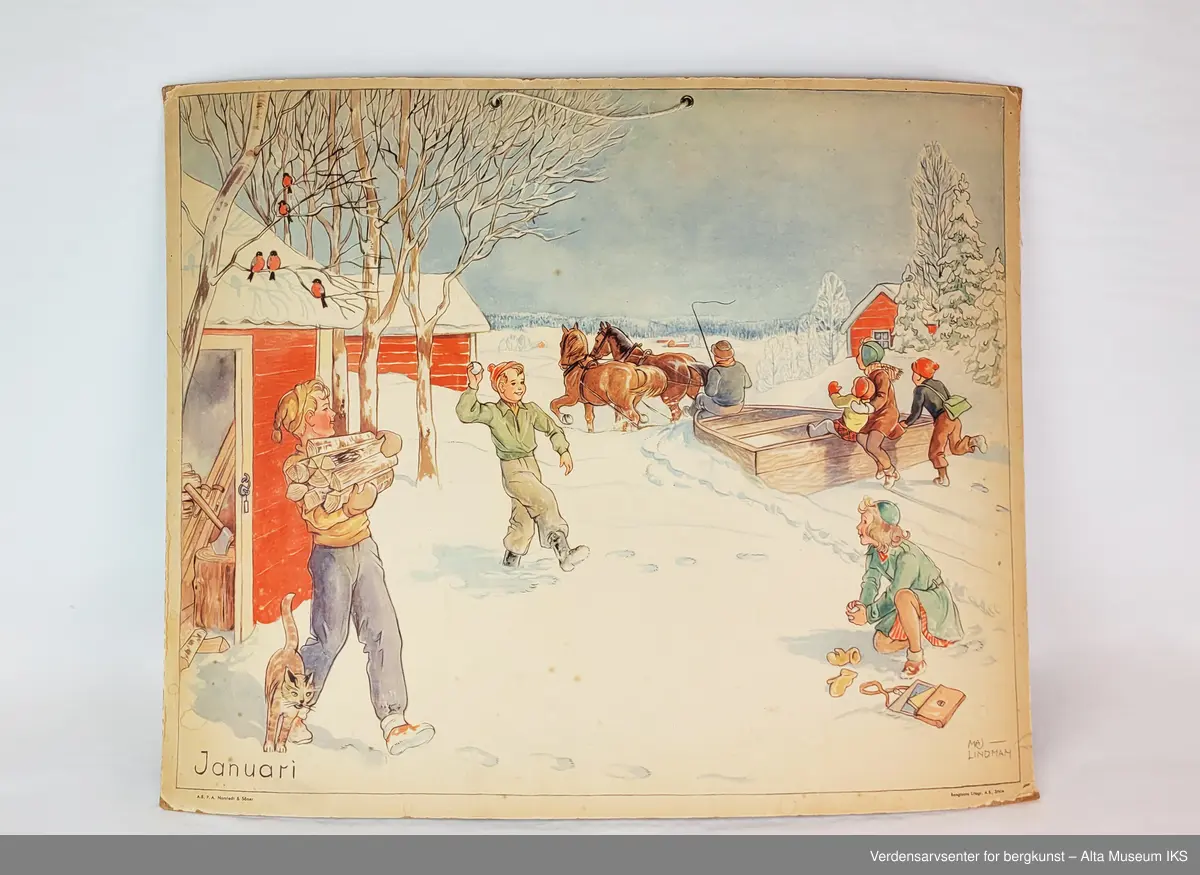 Skoleplansjer med tegnede bilder av alle årets måneder