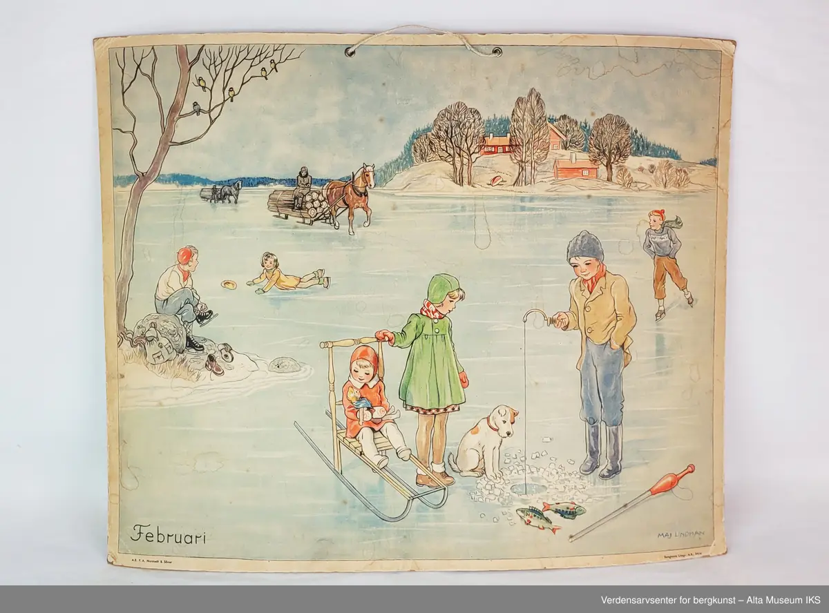 Skoleplansjer med tegnede bilder av alle årets måneder