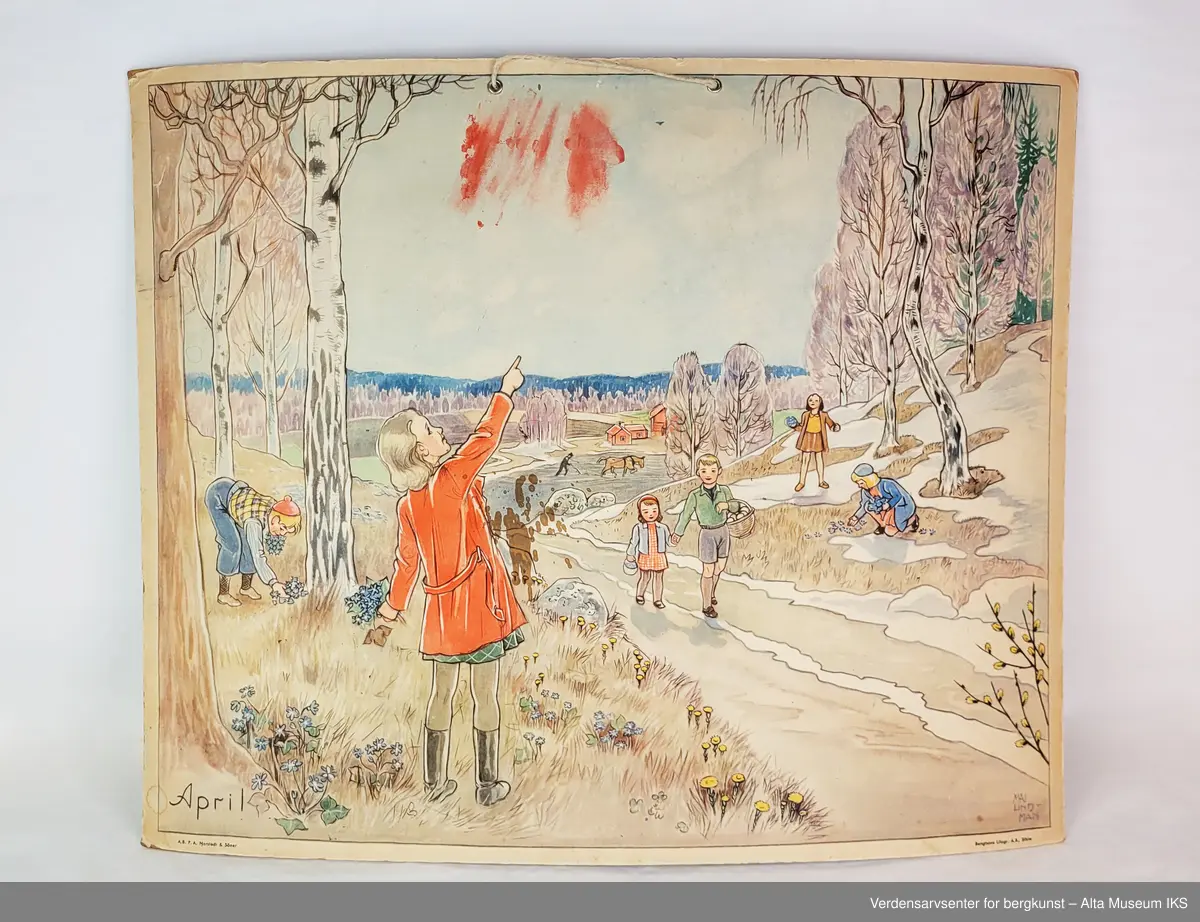 Skoleplansjer med tegnede bilder av alle årets måneder