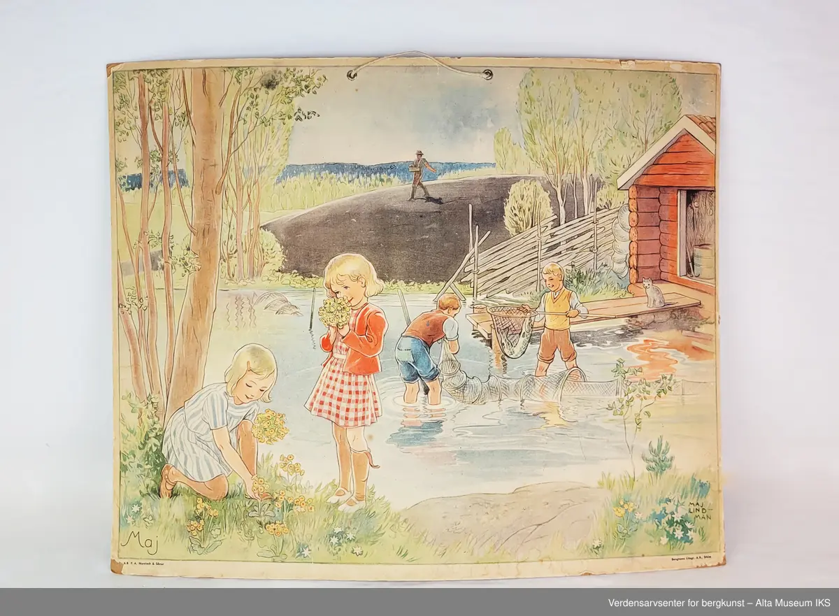 Skoleplansjer med tegnede bilder av alle årets måneder